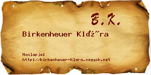 Birkenheuer Klára névjegykártya